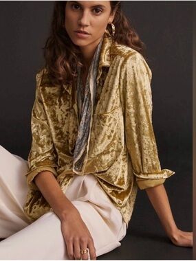 AMADI by Anthropologie Crushed Velvet Shirt